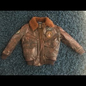 Kids Ralph Lauren leather jacket with shearling collar